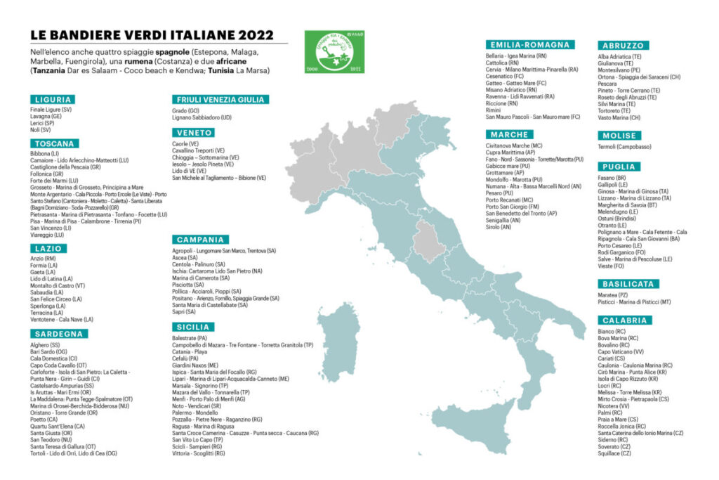 Cartina Italiana delle Bandiere Verdi 2022