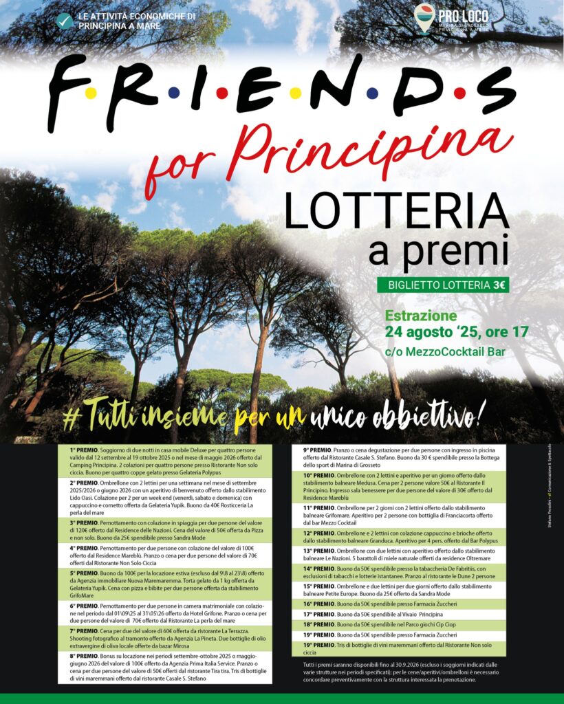 locandina lotteria friends for principina 2025